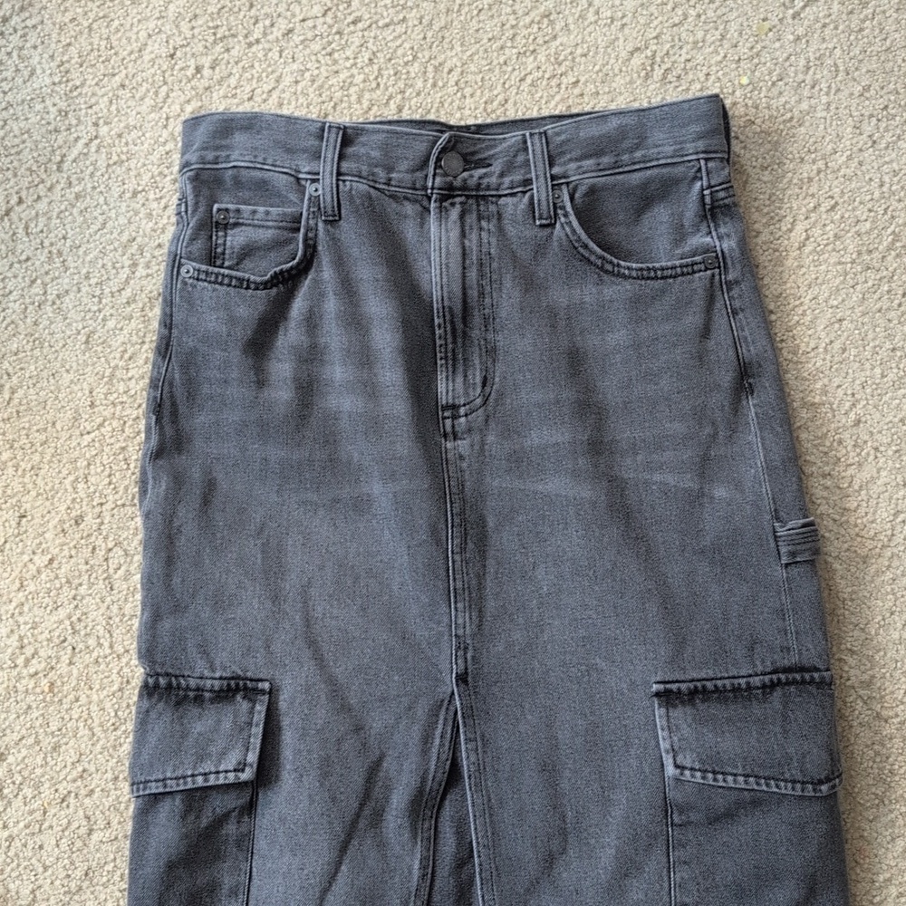 Denim Forum Gray The '90s Maxi Cargo Jean Skirt Size 25 - Picture 4 of 8